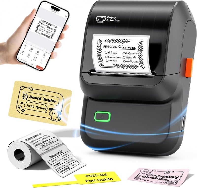 Ponek Label Maker Machine with Tape, M100 Address Barcode Label Printer, Versatile App 4000 Icons and 300 Fonts, Industrial Label Makers for Small Business, Office, Home, School, Black - Image 1